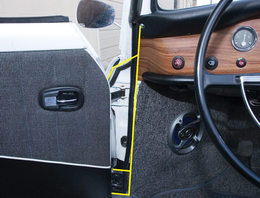 Karmann Ghia Door Hinge Pillar Seal, Left